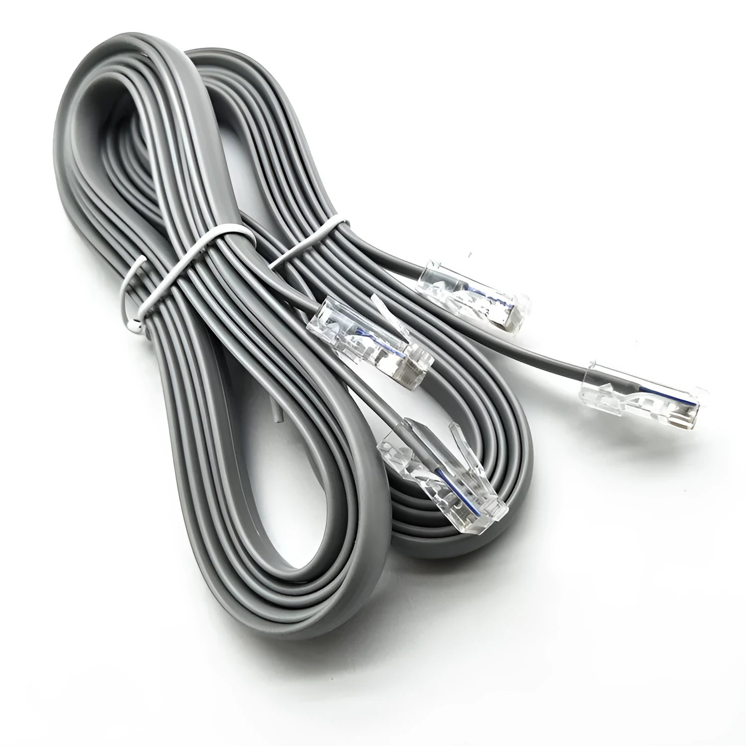 Silver grey CAT6 Ethernet network cable with RJ45 connectors, 2 metres long
