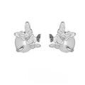 Butterfly ear studs in 925 sterling silver with electroplated white gold or gold colour finish