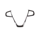 BMW steering wheel button frame decoration with black carbon fibre pattern finish.