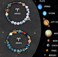 Twelve Chinese zodiac sign bracelets with natural stone beads on adjustable strings