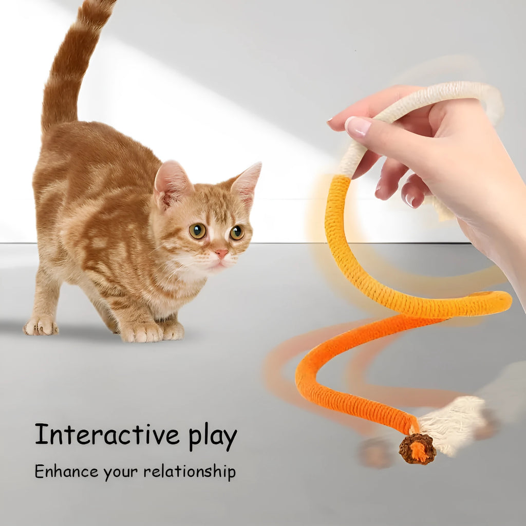 70cm long cat bite rope toy with cotton string in purple, orange, or red and green colour options