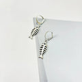 Fishbone pendant necklace and matching earrings set in retro style with adjustable chain