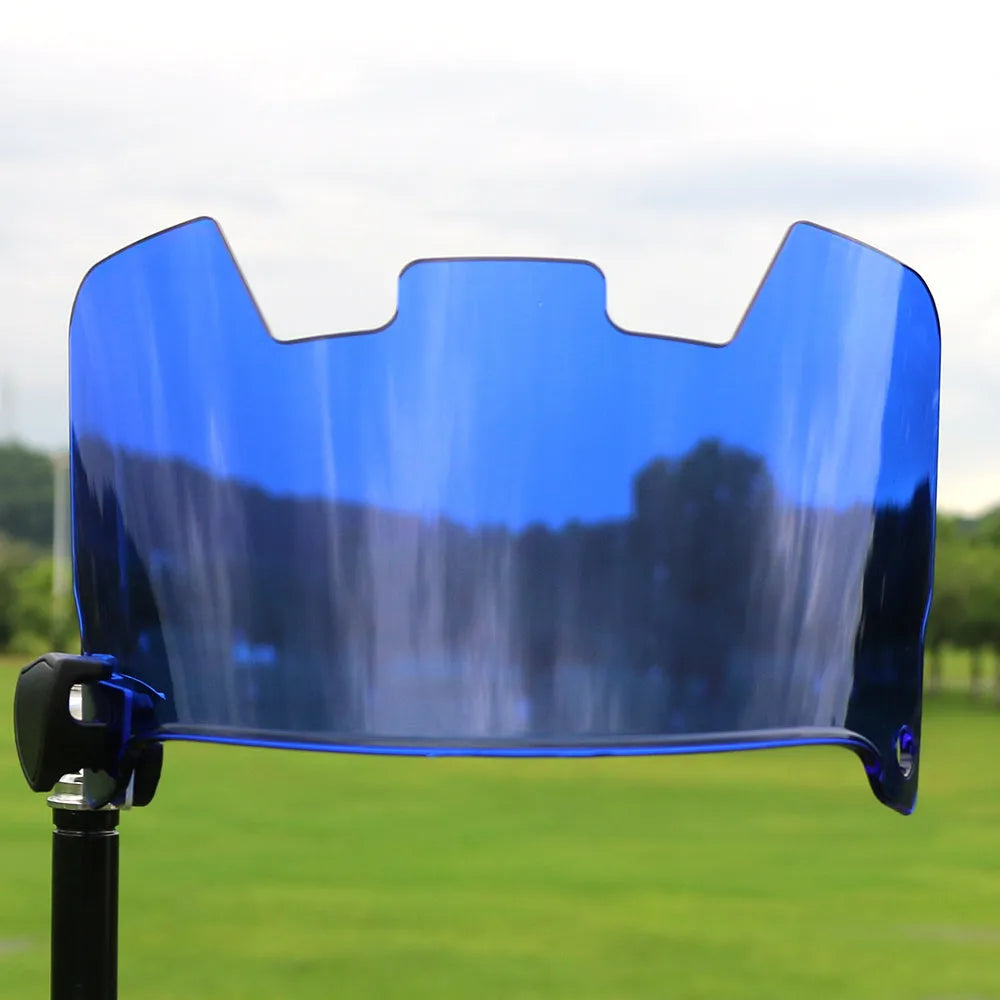 Multicolour American-style rugby helmet goggles shown attached to a helmet for impact protection.