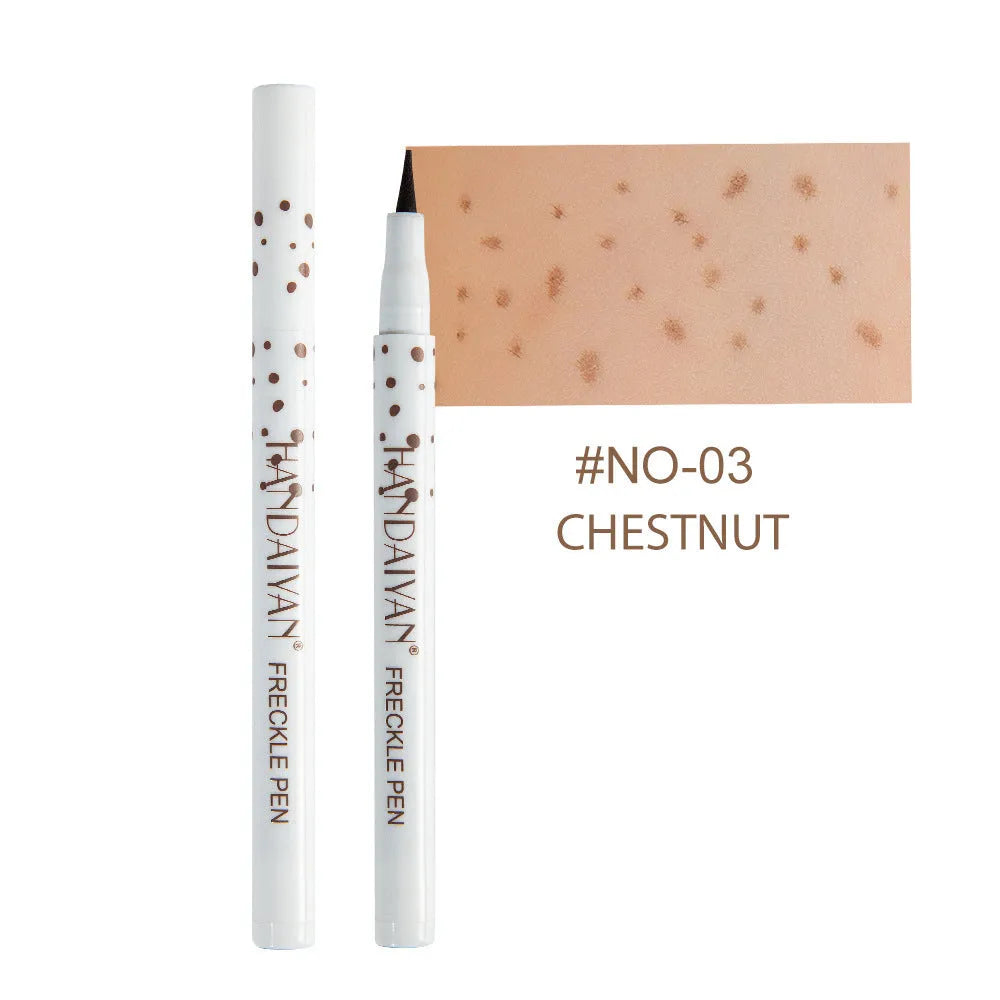 Dark brown waterproof freckle pen with precision tip for natural-looking face and body makeup.