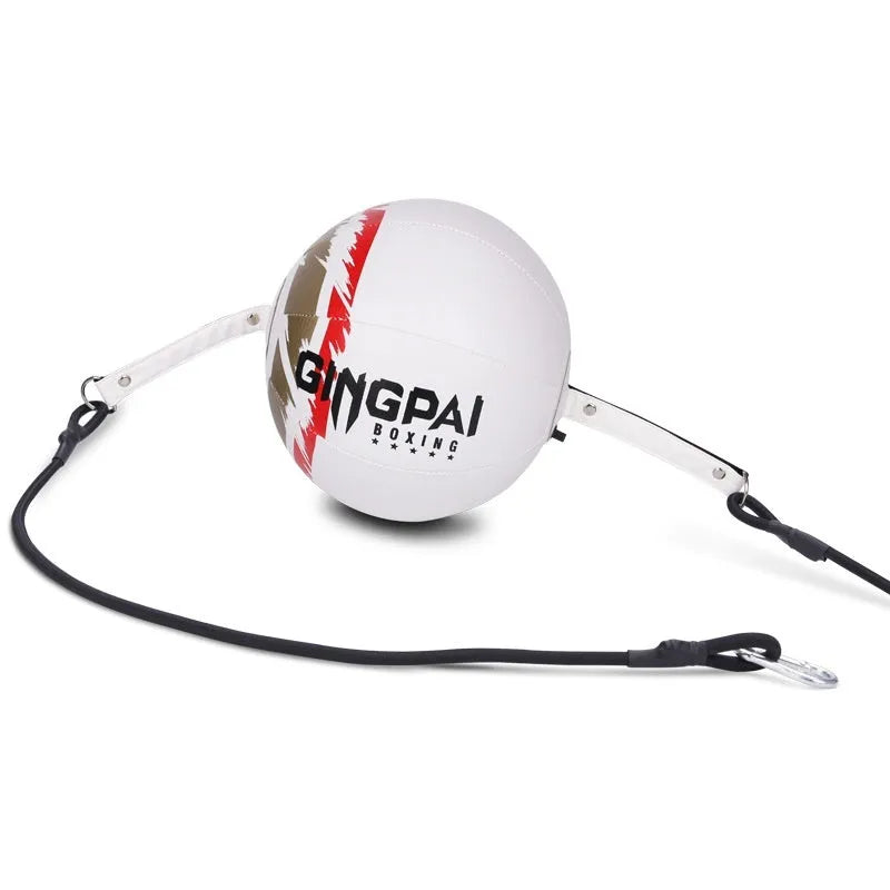 Black hanging boxing speed ball for reaction and dodge training with durable PU construction