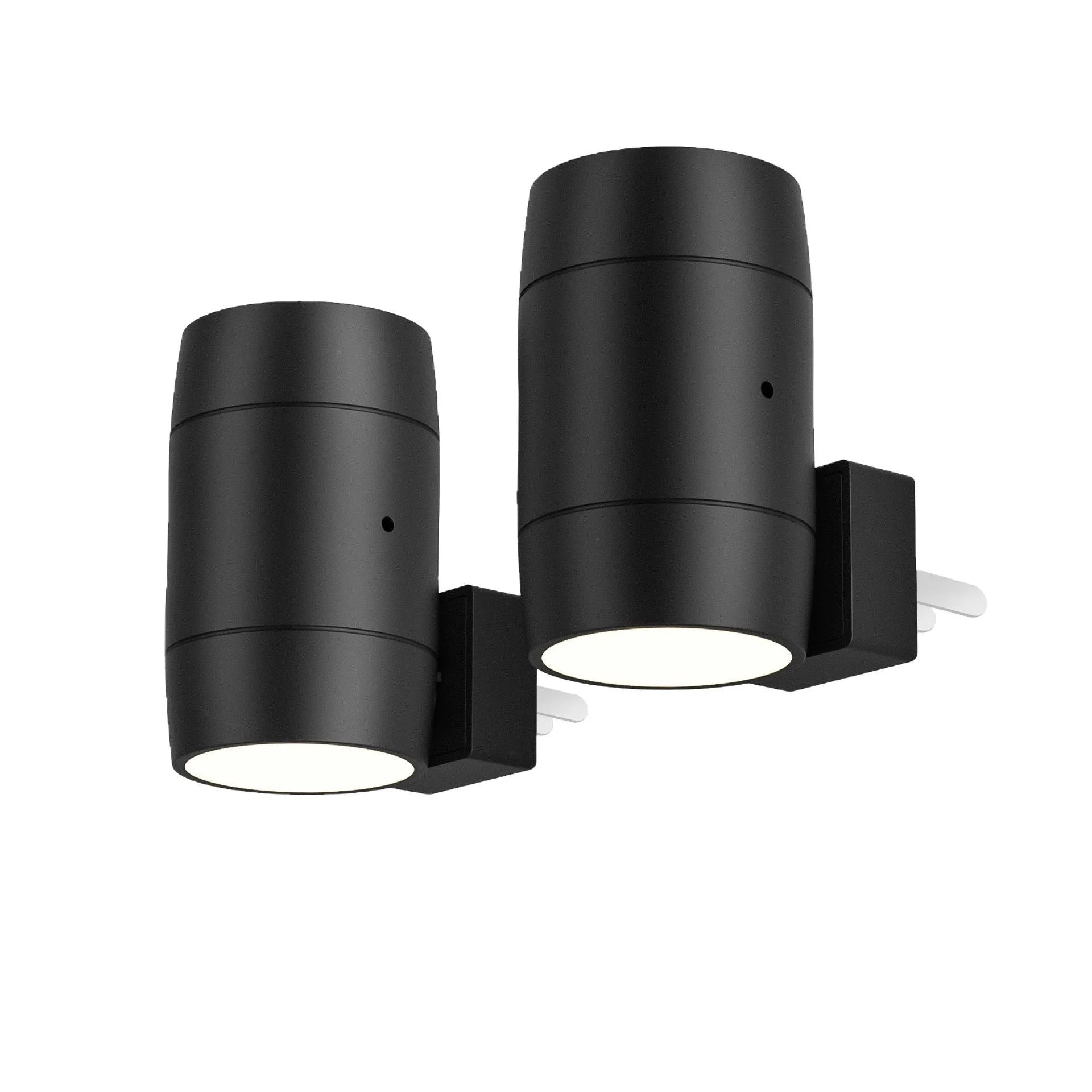 Plug-in night lamp with adjustable brightness dial and rotatable light head showing warm illumination