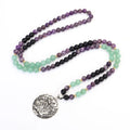 Donglong yoga lotus pendant necklace and bracelet set with stone beads