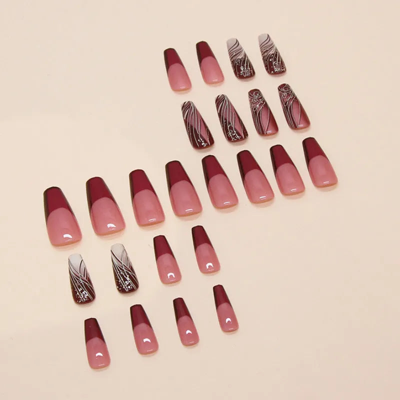 French line design fake nail stickers made from ABS plastic with included adhesive glue