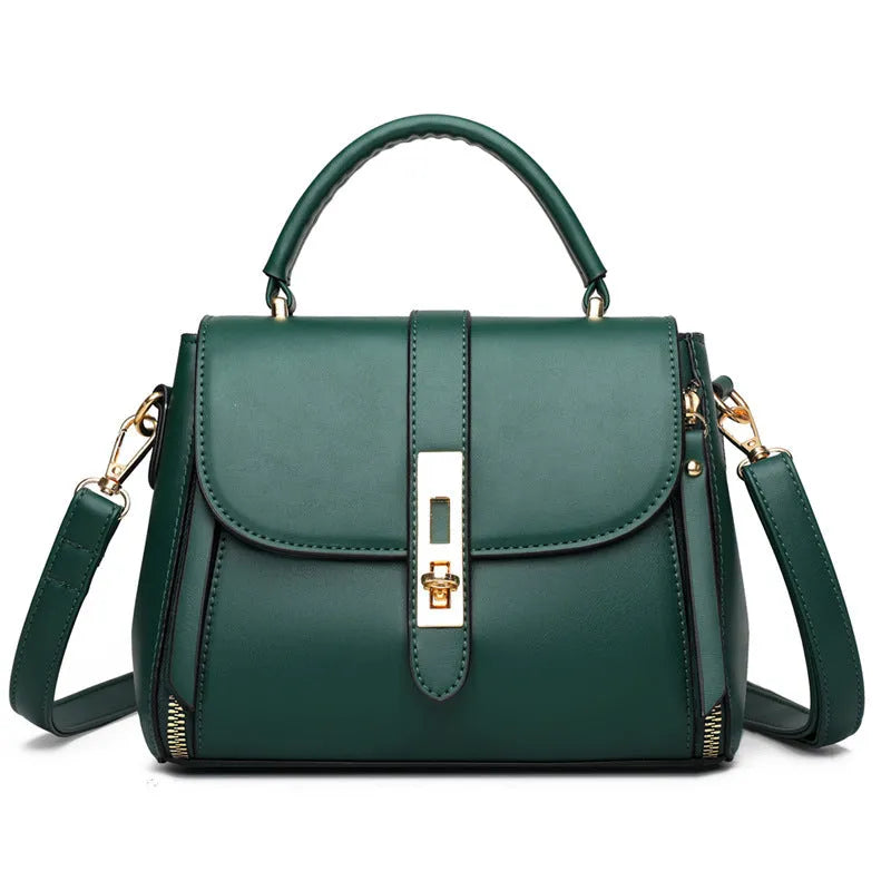 Soft black PU leather women's messenger shoulder bag with a single strap.