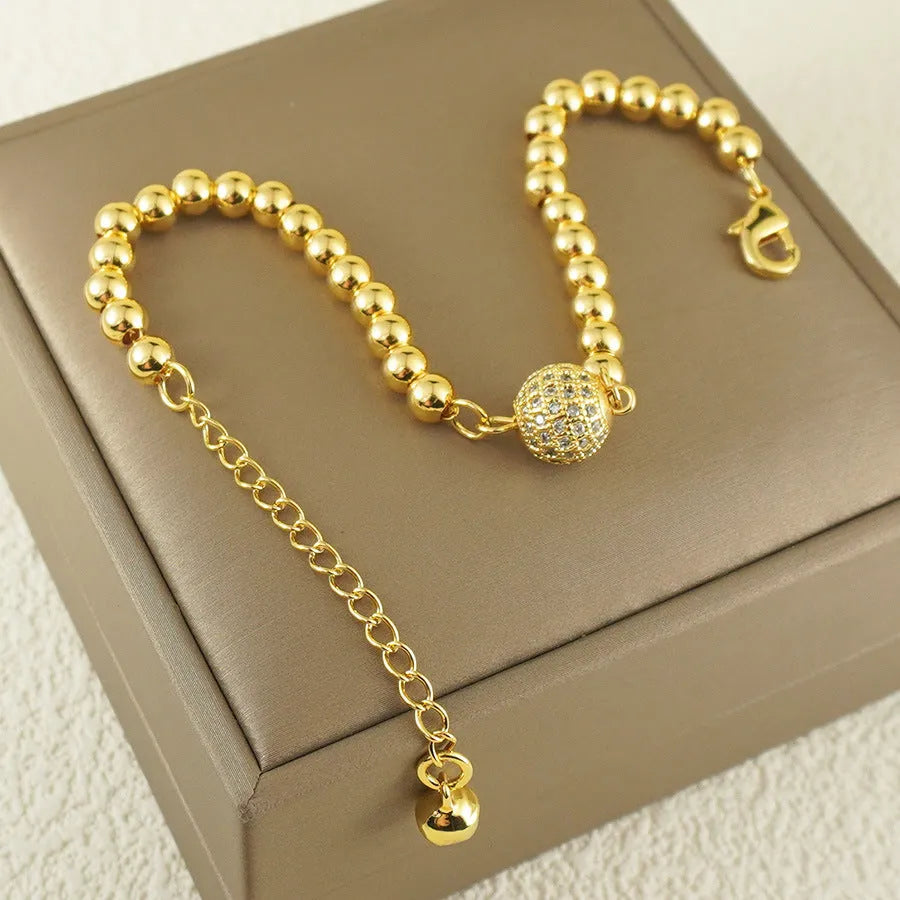Women's heart-shaped copper bracelet with zircon stones in Arabic style design