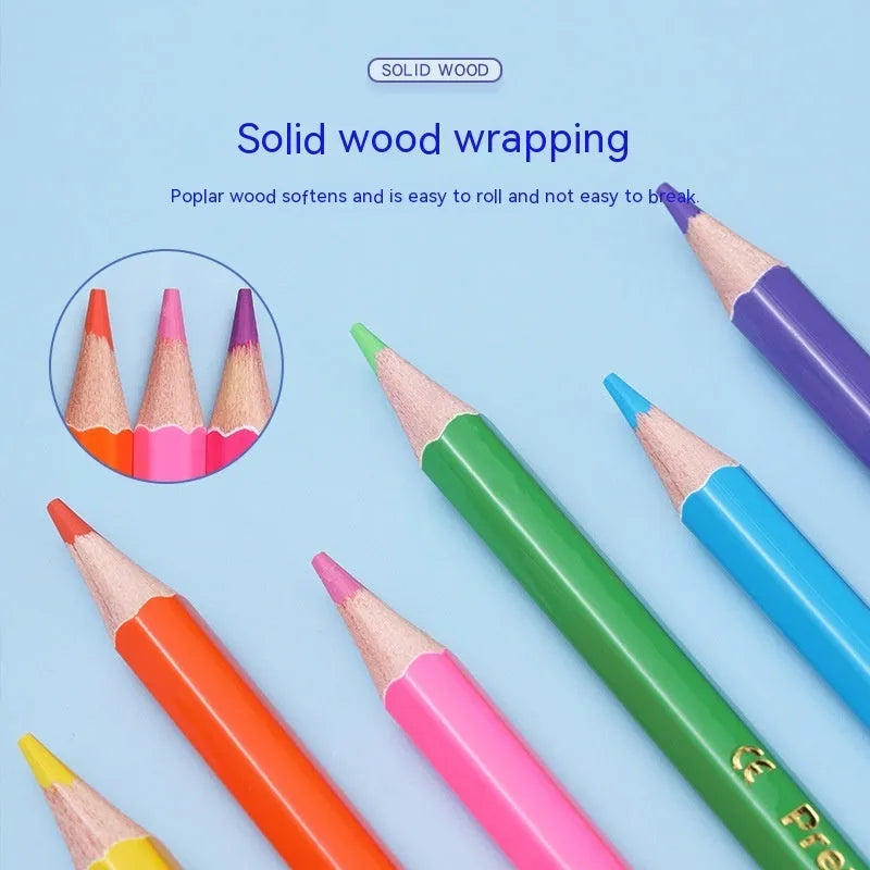 Wooden double-head colour pencil set for drawing, showing 12-piece and 6-piece configuration options.