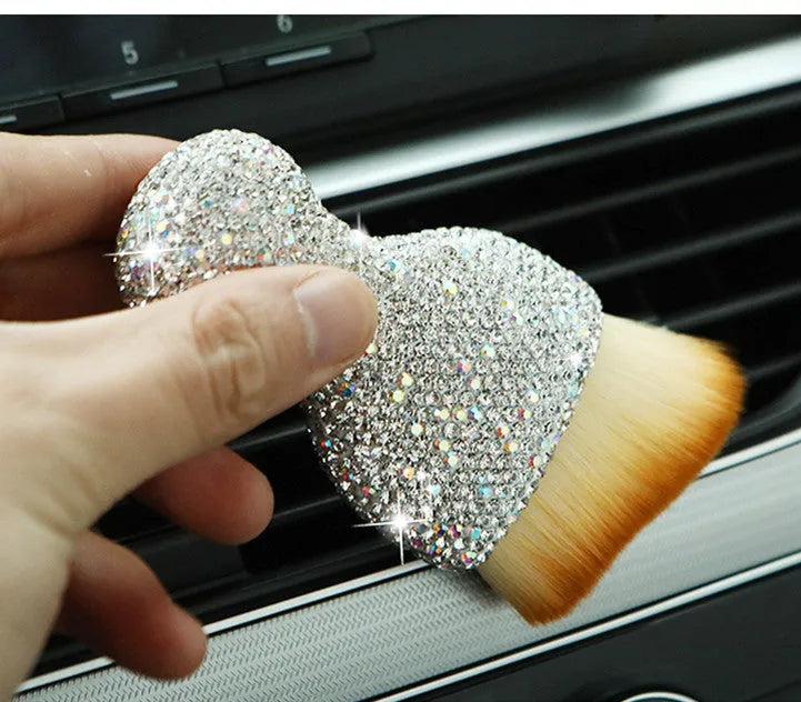 PVC soft brush for car interior dust removal, 10 cm long, in white, pink, or black colour.