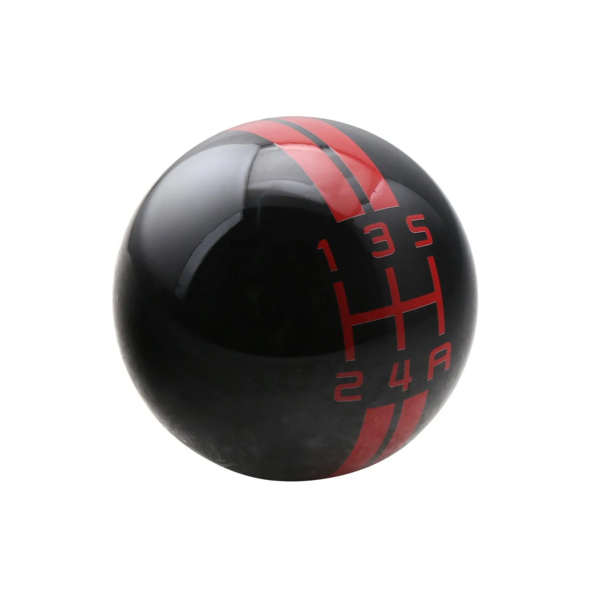 Black 5-speed car gear knob replacement with red gear markings and screw adapters