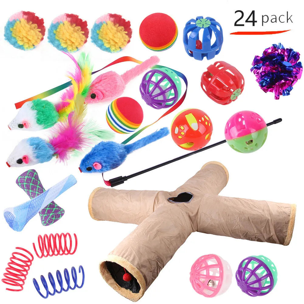 Plastic cat channel toy maze with colourful tracks and accessories for feline play