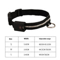 Black LED luminous dog collar with matching 120cm hand rope, polyester, available in S, M and L