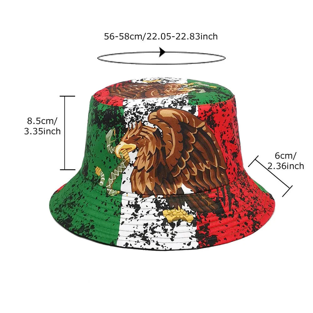 Retro bucket hat with eagle pattern design in medium size fitting 56-58cm head circumference