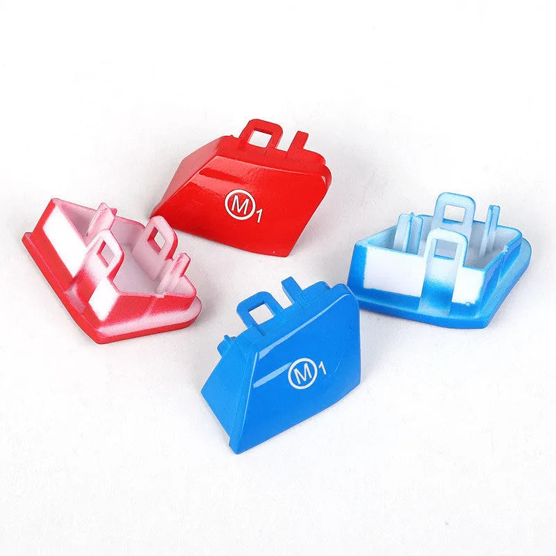 Red and blue M1 M2 steering wheel button replacements for BMW F30 and F34 models