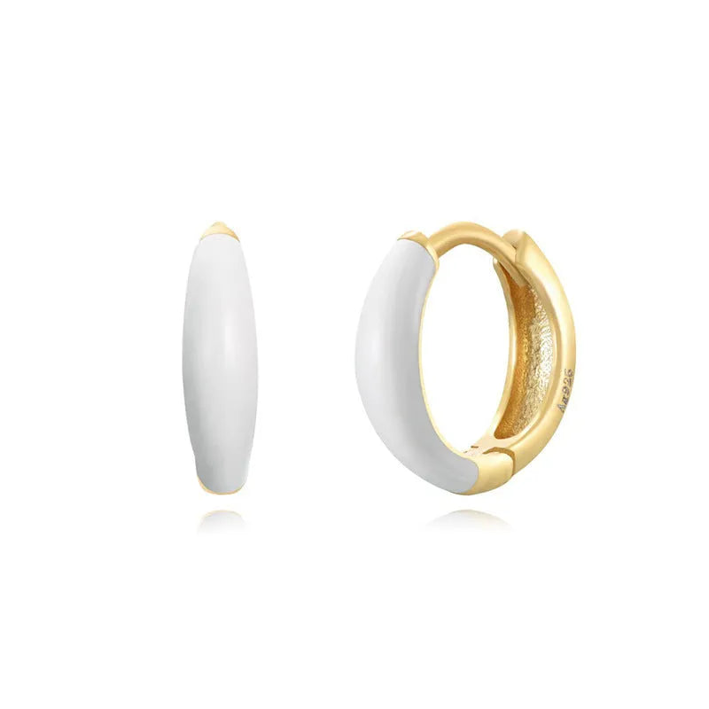 Geometric U-shaped oval earrings with colour epoxy finish in seven colour options