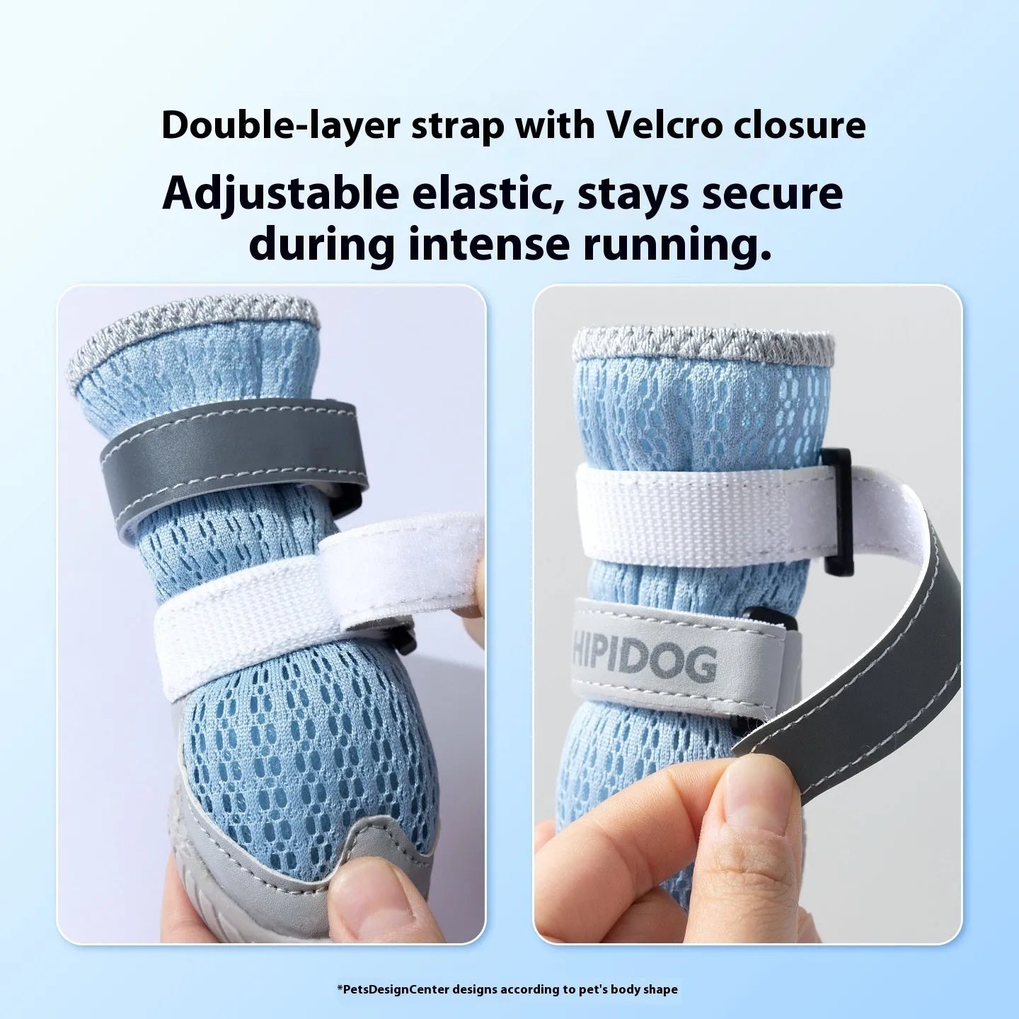 Summer breathable dog shoes in Bondi Blue with wear-resistant PU soles for hot pavement protection