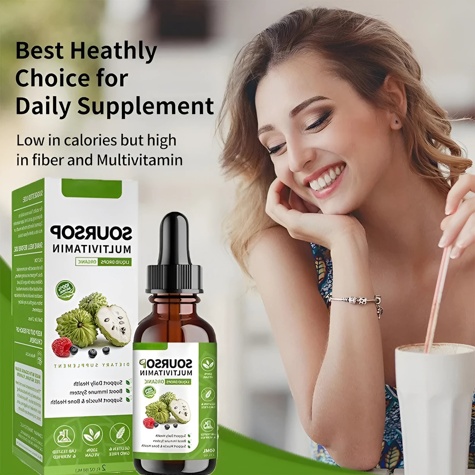 60ml bottle of prickly fruit and lychee flavoured care drops for adults in Annona Prickly Fruit style.