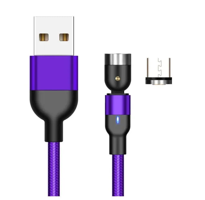 Essager rotating magnetic USB charging cable with blue LED light indicator in black colour