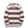 Hong Kong style lapel polo shirt in pearl cotton with stripe detailing and loose fit