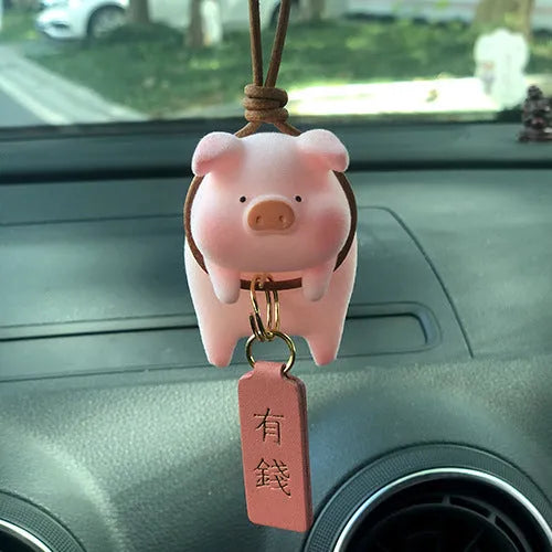 Colourful resin cartoon pig car ornament for dashboard decoration