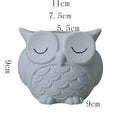 Handmade ceramic owl-design succulent pot in frosted light pink, white, green, or blue, measuring 11cm by 9cm.