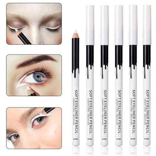 12 white and black eyeliner pencils with sharpener in waterproof makeup set