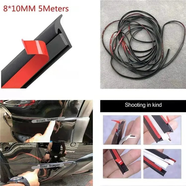 TPE car rubber gap filler seal strip in black and white colours showing 5-metre and single-metre packaging options