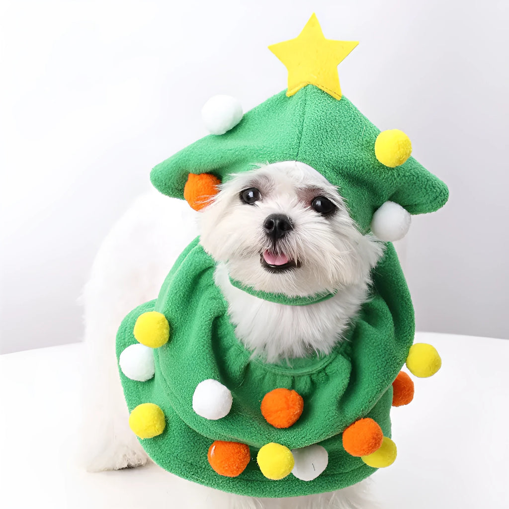 Green Christmas tree pet costume for dogs and cats, polyester, average size, one piece