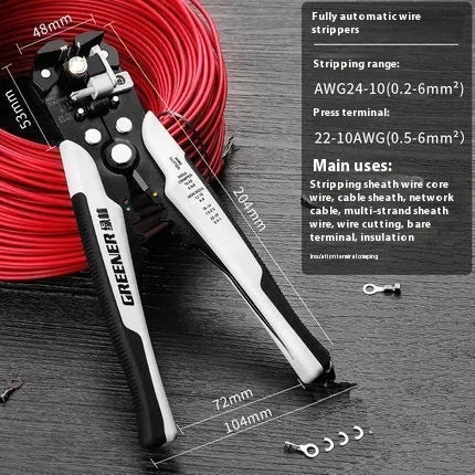 Fully automatic wire stripping pliers with high carbon steel blades for electricians