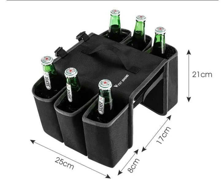 Bicycle double-sided drink holder bag with anti-scratch shelf and 2-litre storage capacity