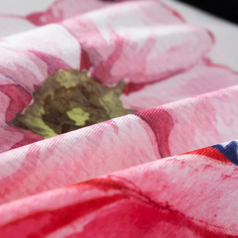 Men's ice silk printed underwear in floral pattern showing mid waist design and lightweight fabric