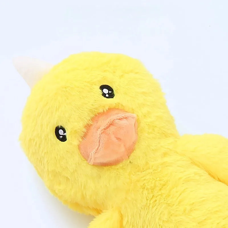 Plush Golden Retriever dog toy in pink or yellow with a crinkly paper sound feature.