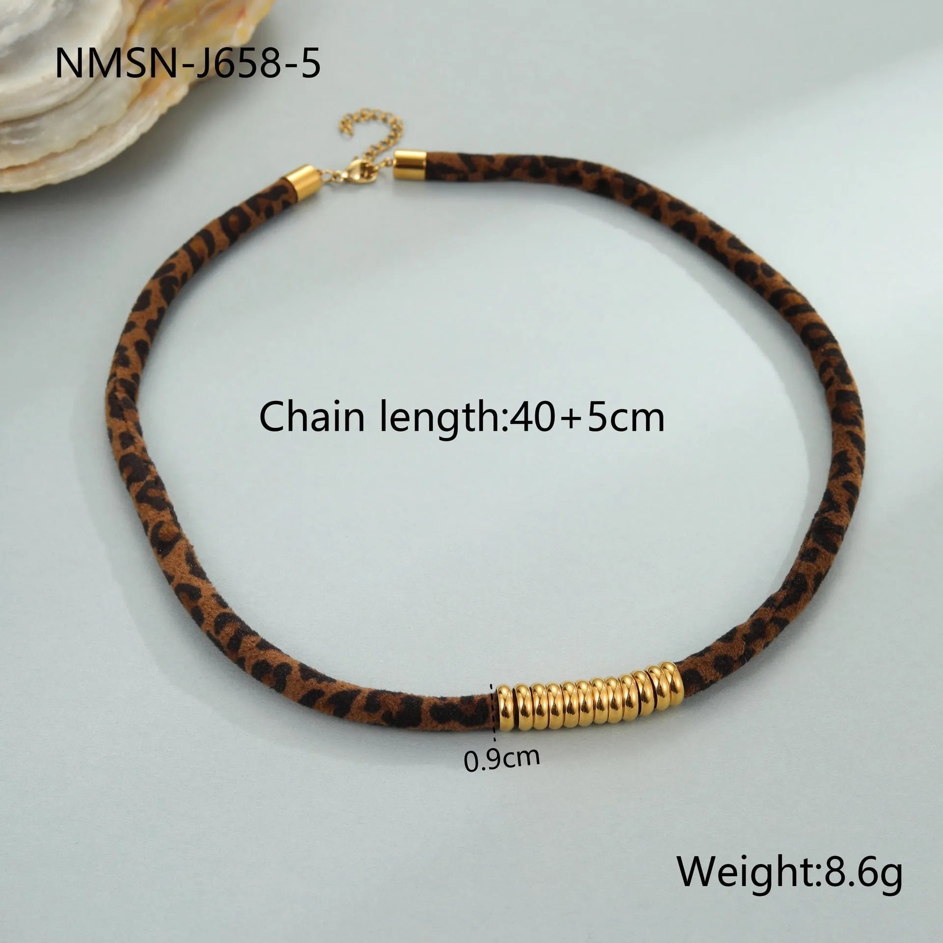 Leopard series stainless steel women's necklace with geometric pendant and adjustable 41-50cm chain
