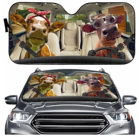 Telescopic aluminium foil car sun visor extended on a car windshield