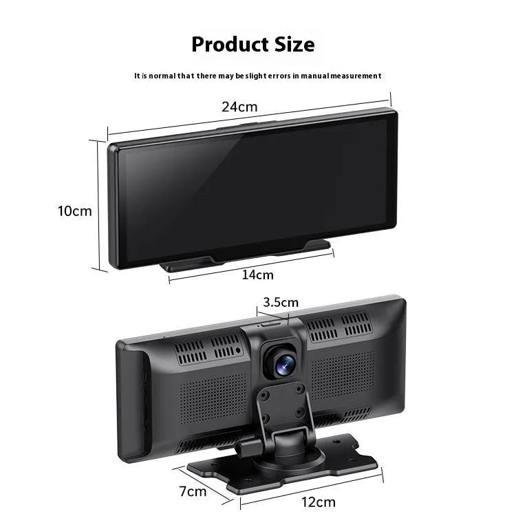 10-inch car smart screen with CarPlay, driving recording and navigation on dashboard