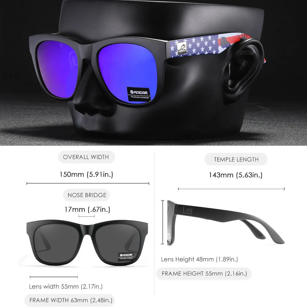 Polarised sunglasses with TAC lenses and PC frame for outdoor UV protection