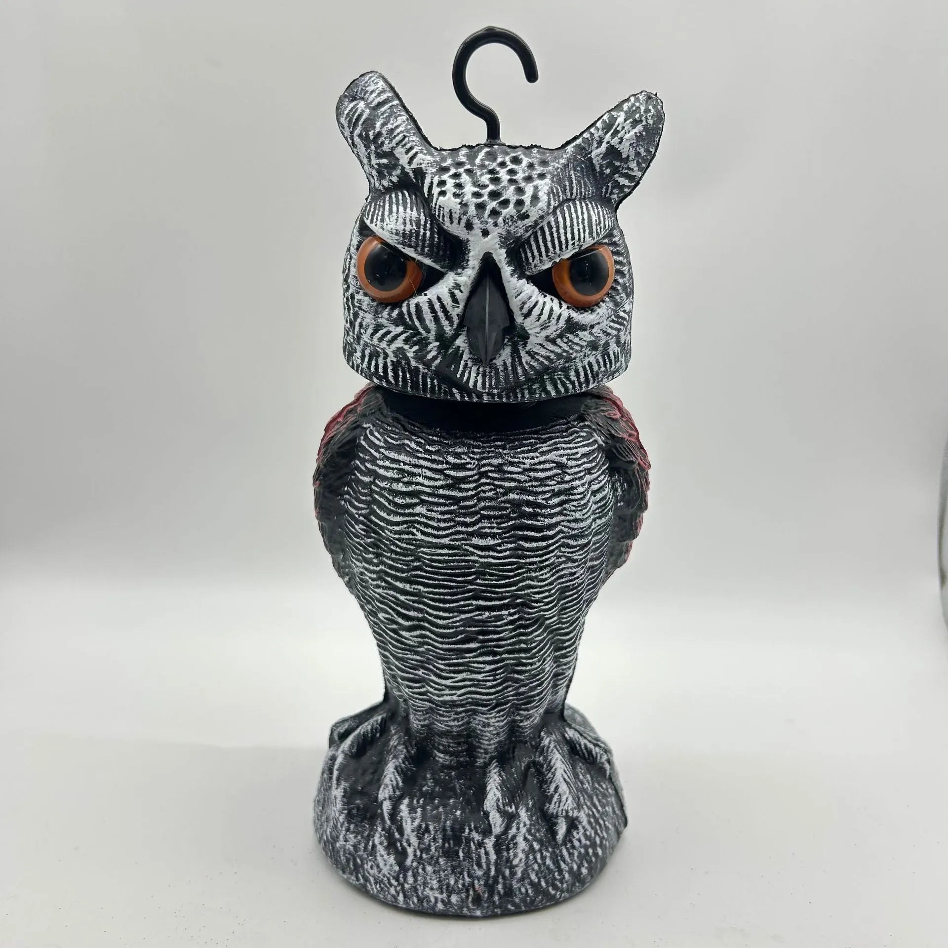 PE plastic owl bird deterrent ornament with shaking head design for outdoor pest control