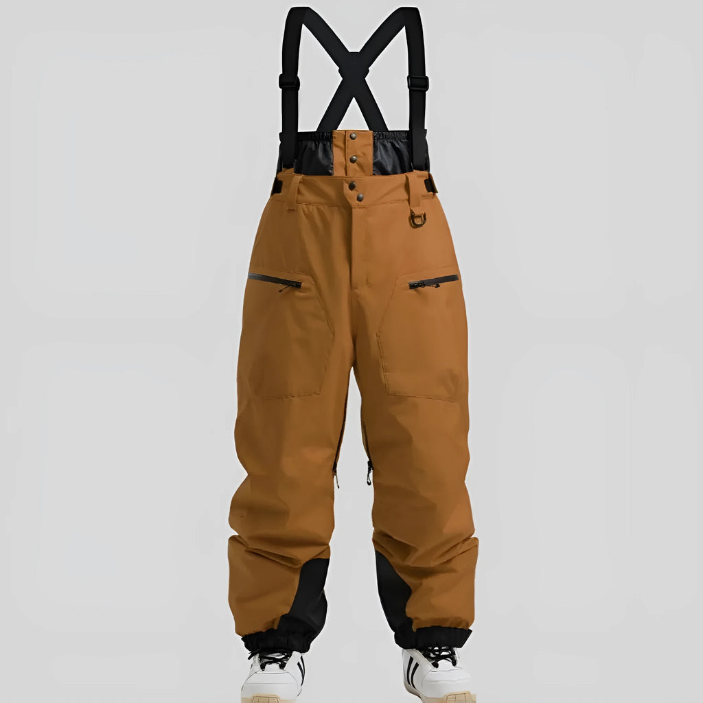 Men's ski pants with thickened waterproof straps and flame-retardant linen fabric in multiple colours