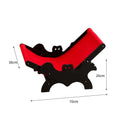 Black and red Halloween themed wooden cat recliner bed on elevated platform
