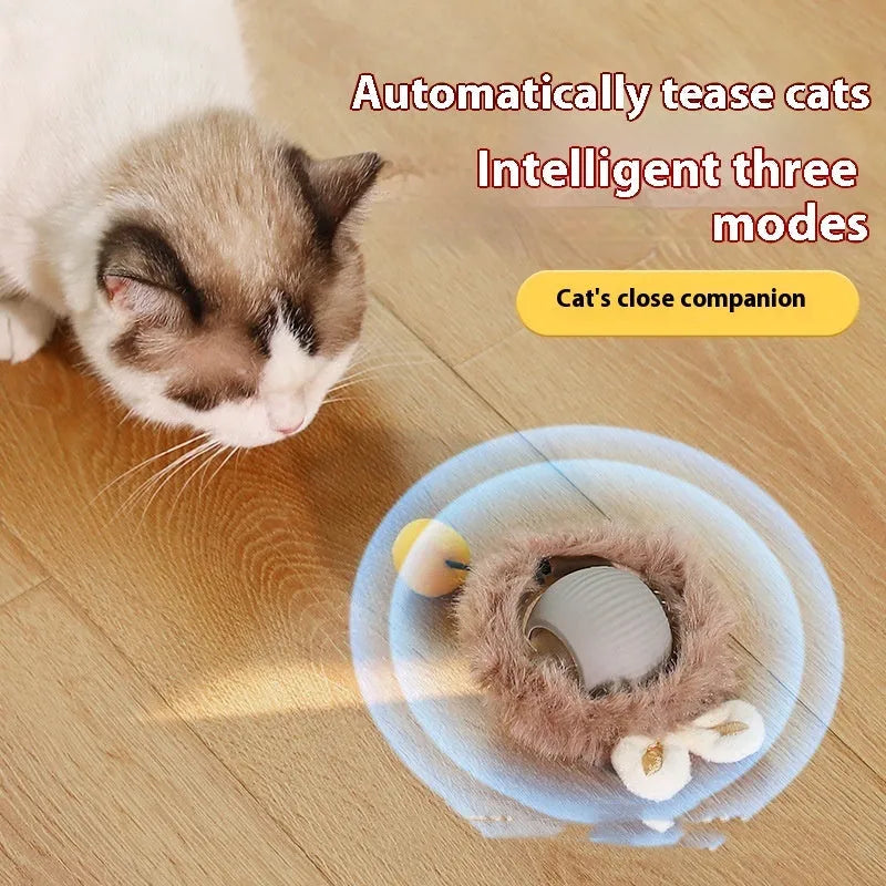 Self-moving silicone cat rolling ball toy in multiple colour options