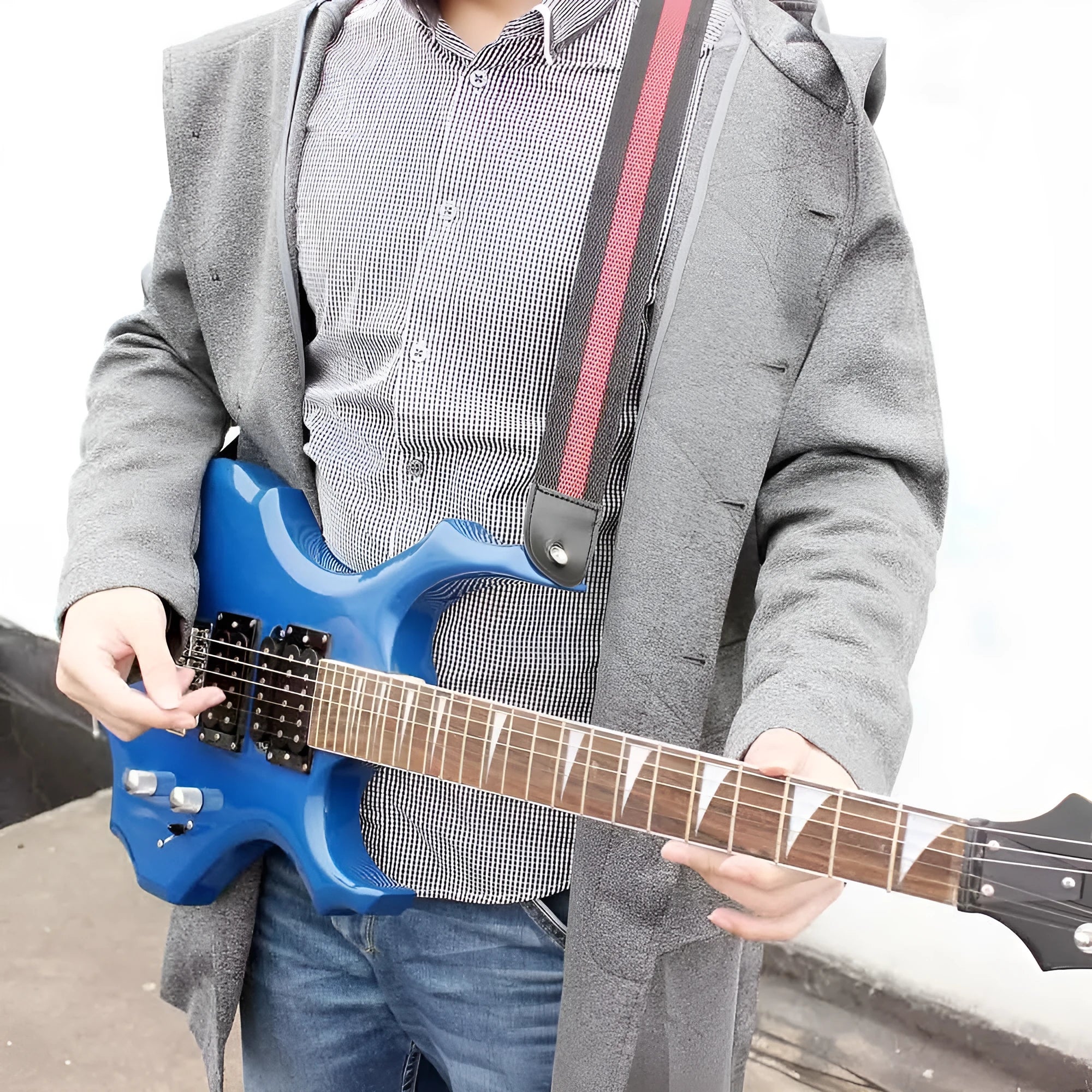 Woven crossbody guitar strap for electric, bass, folk guitar, and ukulele in multiple colours.