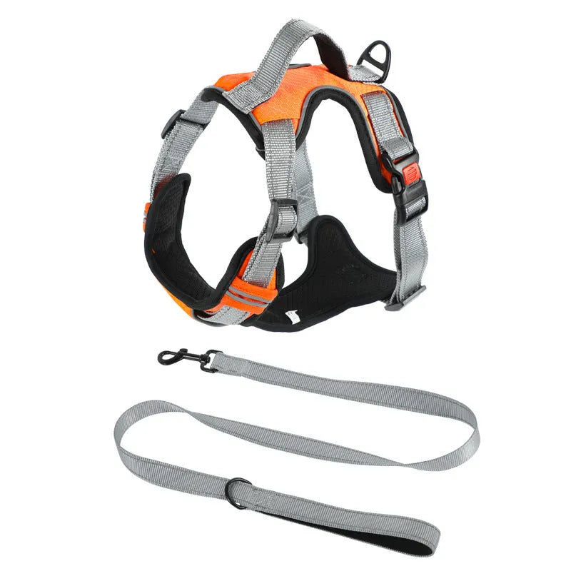 Polyester dog chest strap vest with optional hand-held rope in various colours for medium to extra-large dogs