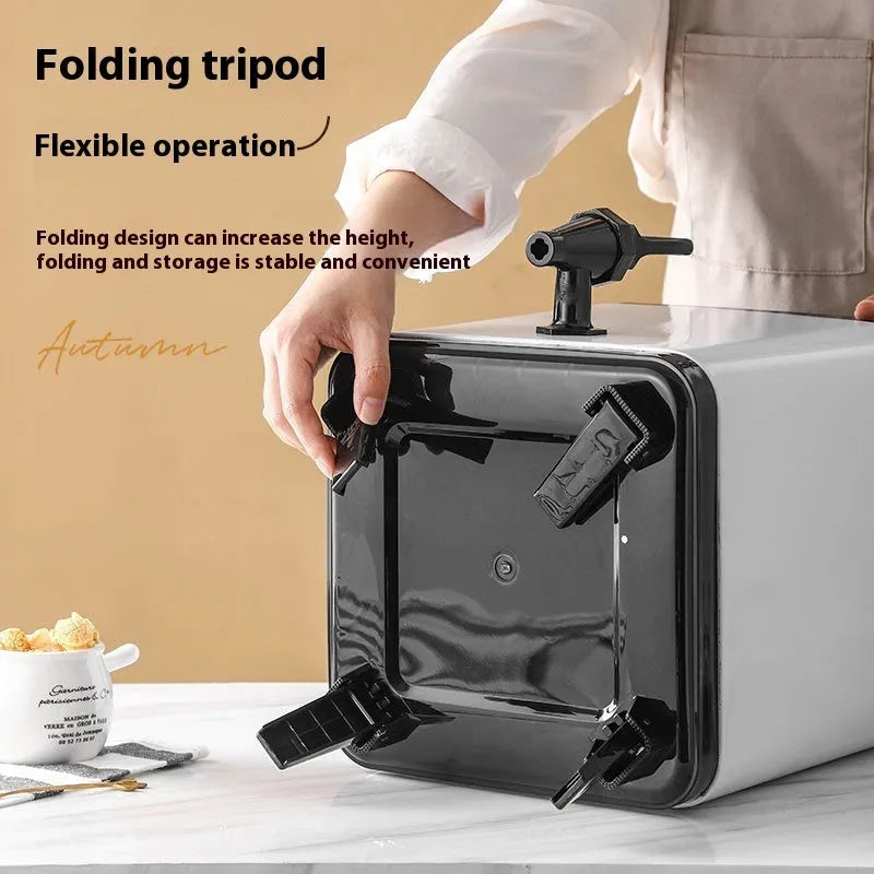 Silver stainless steel square lock milk tea bucket with 8 litre capacity for commercial catering