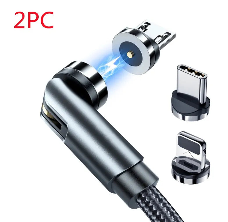 Essager rotating magnetic USB charging cable with blue LED light indicator in black colour