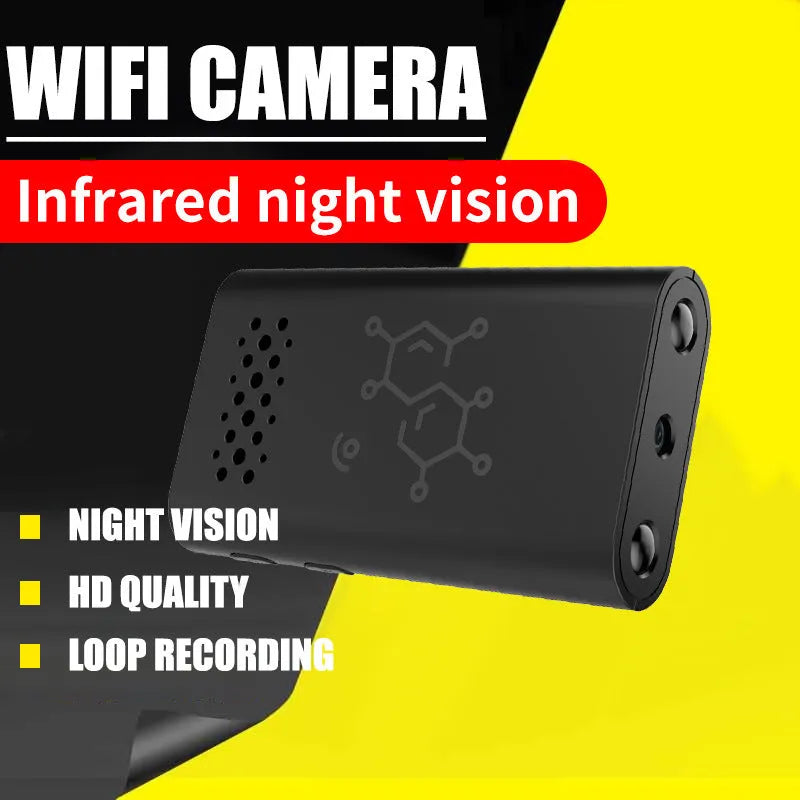 Black indoor smart security camera with 1080p HD resolution for WiFi baby monitoring