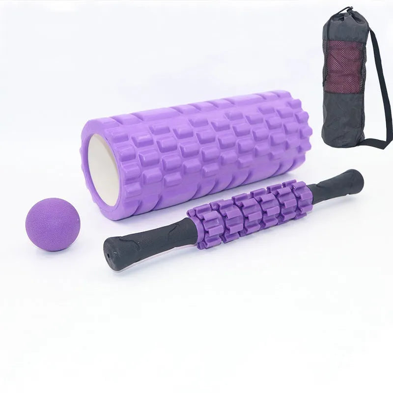 Black six-piece foam massage roller measuring 33cm length for fitness and health applications
