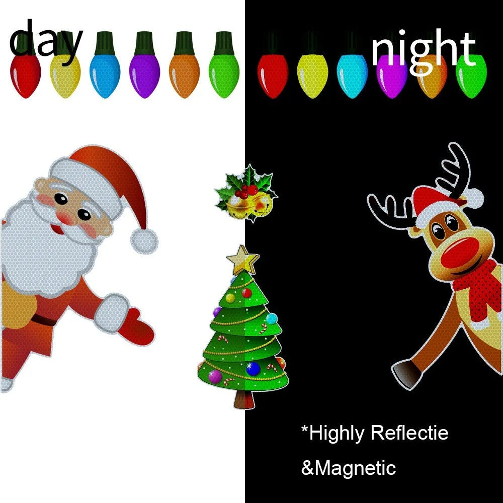 Medium Christmas elk reflective magnetic car decoration sticker in cartoon style.